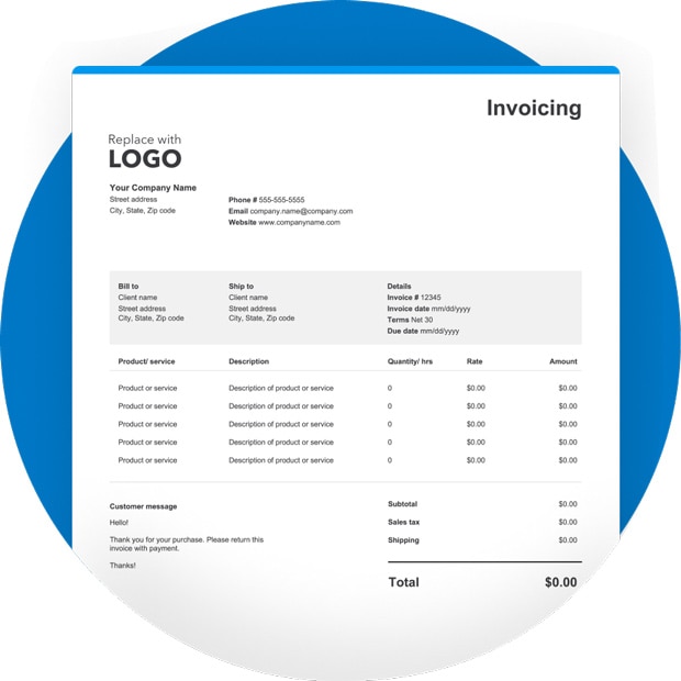 Image of a construction invoice