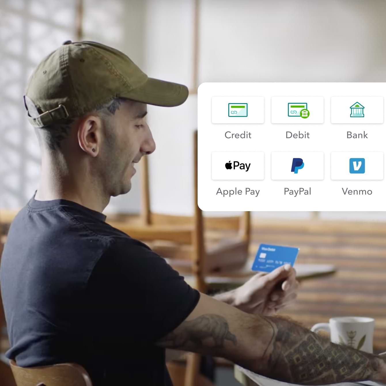 A man making an online payment with his credit card