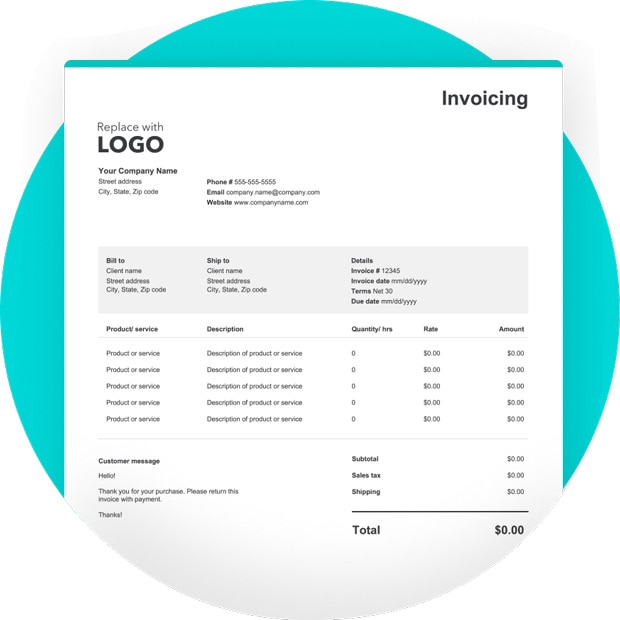 Image of a photography invoice