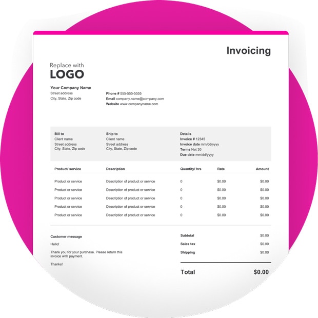 Image of a sales invoice