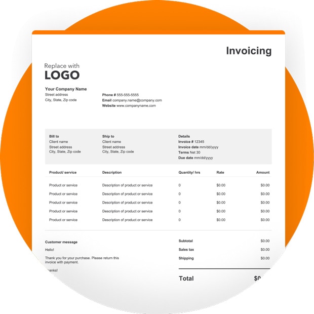 Image of a service invoice
